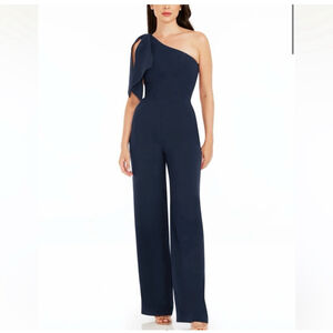 NEW NWOT Dress the Population Tiffany One-Shoulder Jumpsuit navy sz XS